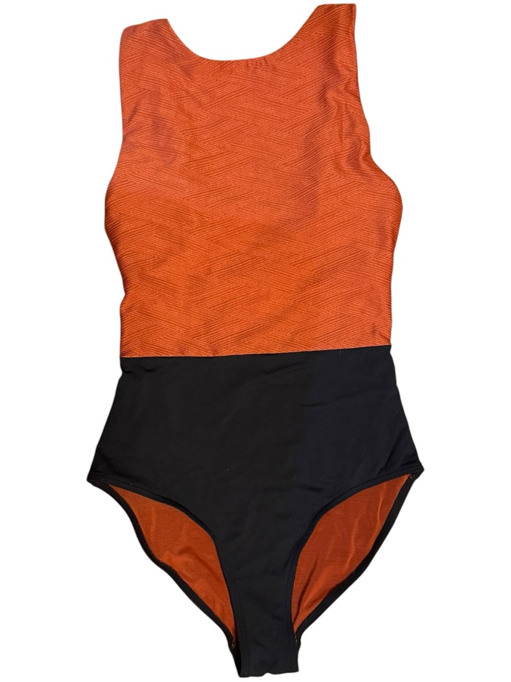 Colorblock Orange and Black One-Piece Swimsuit